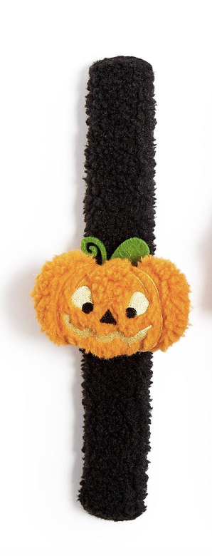 Halloween plush LED slap bracelet with festive pumpkin, ghost, and bat characters.