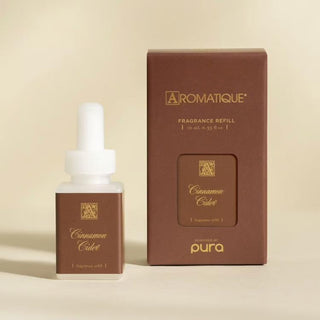 Pura Smart Fragrance Vial in Cinnamon Cider by Aromatique with warm cinnamon, nutmeg, cloves, ripe apple, and citrus notes.