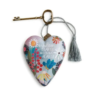 Friendship Loving Hearts art heart with floral design and tassel