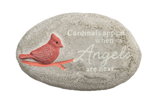 Small concrete garden rock with inspirational sentiment