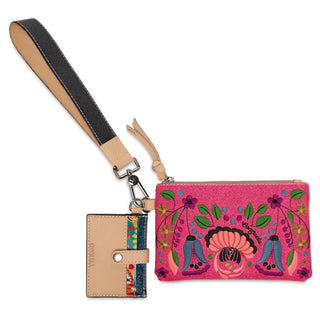 “Consuela Ivy Combi with hot pink glitter floral embroidered pouch”

“Ivy Consuela wristlet with diamond canvas strap and leather card wallet”

“Pink glitter Consuela pouch with floral embroidery and leather trim”

“Consuela Ivy Combi set with embroidered pouch and natural leather cardholder”

“Consuela Ivy wristlet combo with floral details and card wallet made in Mexico”