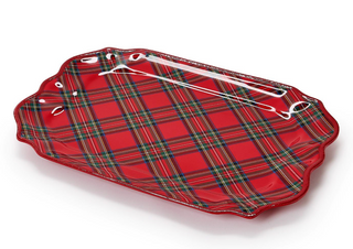 Tartan Traditions Melamine Platter with red plaid Christmas design
