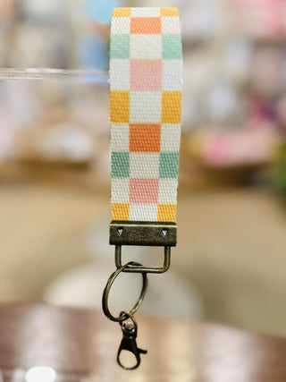 Colorful Checker Wrist Keychain