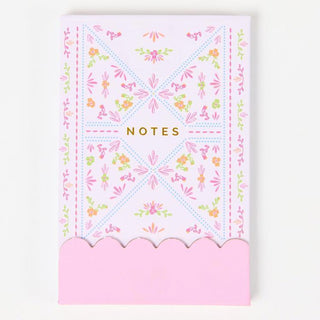 Floral flip notepad with scalloped bottom edge and inspirational quote