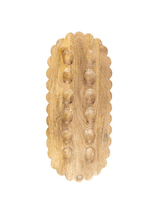 Scalloped wooden bow board with deviled egg divots