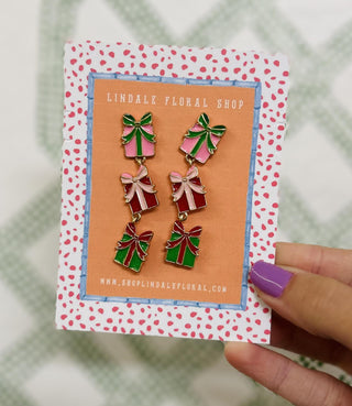 Tis' The Season Enamel Present Earrings