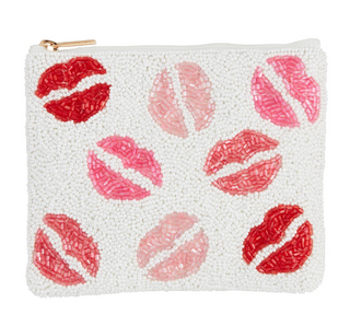 Valentine beaded zip pouch with heart design

Pink beaded Valentine coin purse with hearts

Beaded Valentine pouch with lips pattern

XOXO rainbow beaded zip case for Valentine’s Day

Small Valentine beaded cosmetic pouch on pink background