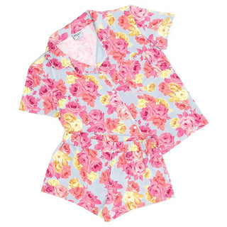 Women’s pink floral bamboo sleepwear set with shorts