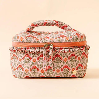 Glam & Go Quilted Cosmetic Bag in Everbloom Dusty Rose floral print