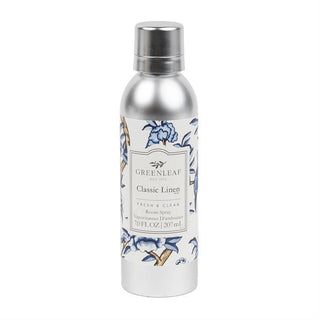 Green Leaf Classic Linen home fragrance collection with room spray, candle, auto vent clip, and hand soap

Green Leaf Classic Linen scented products featuring clean, fresh-linen fragrance in blue floral packaging

Classic Linen fragrance by Green Leaf with candle and home scent accessories on wood surface