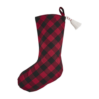 Red Plaid Stocking With Tassel