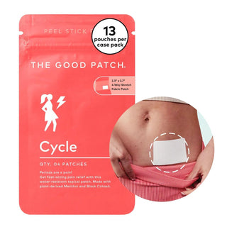 Cycle wearable wellness patch applied to lower abdomen for period relief

Cycle dermal wellness patch with menthol for menstrual comfort

Wearable Cycle patch for targeted period pain relief

Cycle wellness patch with 4-way stretch fabric for daily comfort