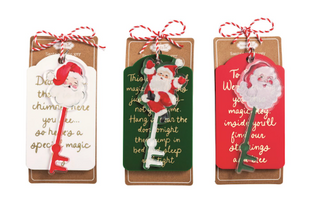 Santa Magic Key Tag featuring an acrylic Santa key attached to a festive acrylic sentiment tag with red and white cotton cord for Christmas traditions.
