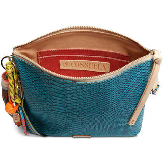 “Consuela Indy Downtown Crossbody in turquoise reptile texture with charms”

“Indy Consuela crossbody with turquoise snake-print exterior and woven strap”

“Turquoise Consuela crossbody bag with adjustable strap and zipper closure”

“Consuela Indy bag with handcrafted Jody charm and leather trim”

“Interior of Consuela Indy Downtown Crossbody showing pockets and card slots”