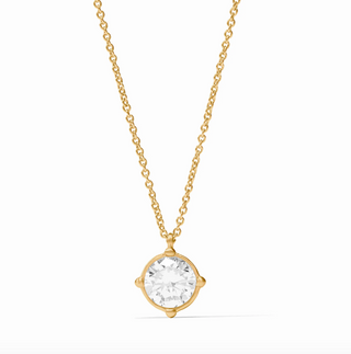 Honeybee Solitaire Necklace by Julie Vos with round faceted glass pendant