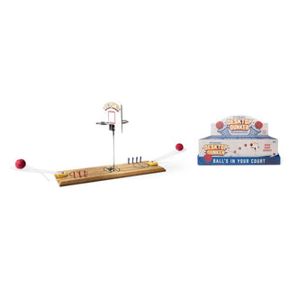 “Desktop Dunker wooden mini basketball game set”

“Mini wooden basketball desktop game with launcher”

“Two-player desktop basketball dunking game”

“Wooden mini basketball game with score pegs”

“Desktop basketball toy with hoop and launchers”