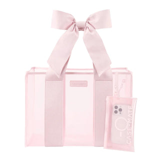 Case Mate Ballet Pink Bow Jelly Tote Bag with oversized pink bow handles and matching detachable pouch
