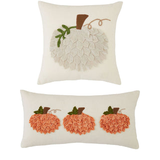 Velvet Square White Pumpkin Pillow