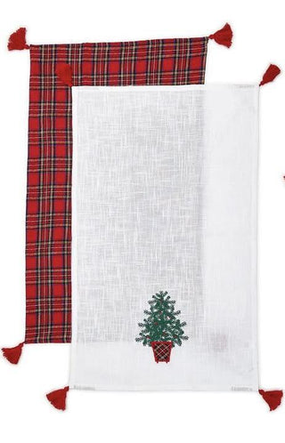 Tartan Christmas Tree Traditions Dish Towel Set