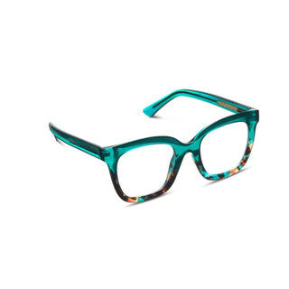 Fanfare Teal Botanico blue light glasses with oversized square frames

Fanfare Peepers blue light filtering glasses in teal with botanico pattern

Oversized square teal blue light blocking glasses with chunky profile

Statement blue light glasses in teal and botanico with luxe wire core