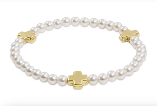 enewton Signature Cross 4mm Pearl Bracelet - Gold