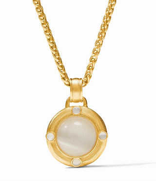 Cobblestone Demi Necklace by Julie Vos with round glass pendant and gold chain