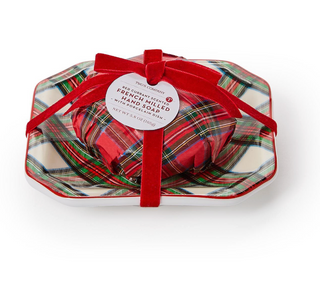 Tartan Red Currant Scented French Milled Soap with Porcelain Tray