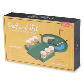 Putt & Shot Mini Golf drinking game set with putting green and shot glasses