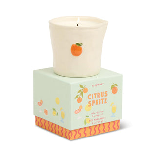 “Citrus Spritz bistro candle in ceramic vessel with orange detail”