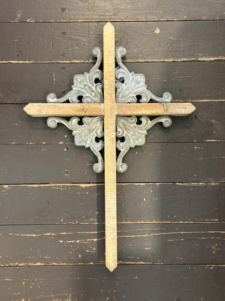 Wooden Grey Detail Cross