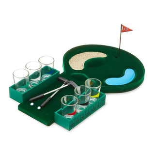 Putt & Shot Mini Golf drinking game set with putting green and shot glasses