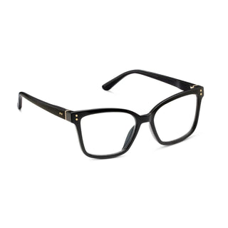 "Octavia Black Peepers Blue Light glasses with gold hinge accents"

"Shiny black square frame glasses with luxe gold detail"

"Octavia Black Peepers eyewear with HEV blue light filtering"

"Blue light filtering black glasses with gold pins and temples"