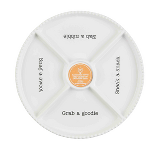 White ceramic snack divided tray with four sections