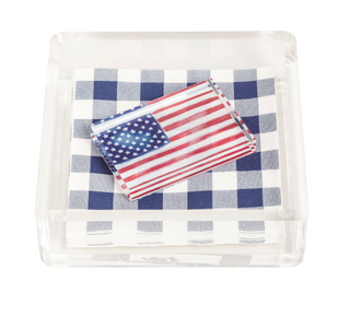 American flag napkin holder weight in clear acrylic caddy