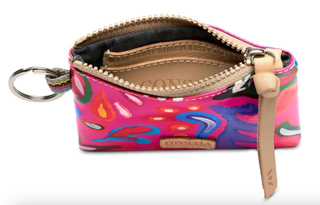 “Consuela Ceci Pouch with vibrant floral ConsuelaCloth exterior”

“Pink Consuela Ceci Pouch with abstract colorful design and keyring”

“Ceci Consuela small pouch with zipper and leather logo patch”

“Interior of Consuela Ceci Pouch with card slot and keyring”

“Consuela Ceci Pouch made in Mexico with bold printed exterior”