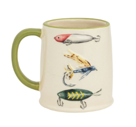 Retreat stoneware mug with hand-painted design