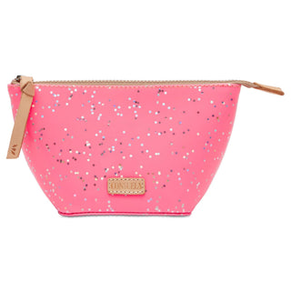 Neon pink Consuela Shine Medium Tool Kit with star glitter finish and zip closure

Consuela Shine Medium Tool Kit in pink patent with leather zipper pull

Interior view of Consuela Shine Medium Tool Kit with easy-clean vinyl lining