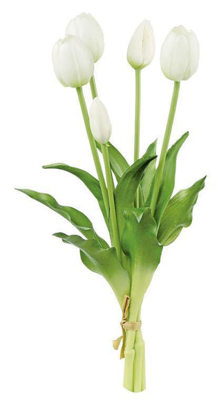 White tulip bundle 15.5 inch real touch artificial flowers