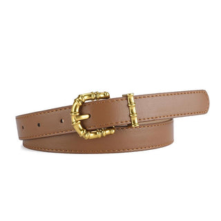 Faux leather outerwear belts with gold hardware