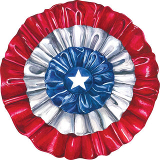 Die-cut Star-Spangled patriotic placemat with red, white, and blue rosette design and center star