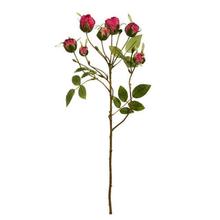 Artificial pink rose spray stem with small rosebuds 20.5 inch polyester floral stem