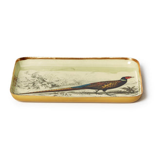 Vintage pheasant trinket dish with colorful game bird illustration