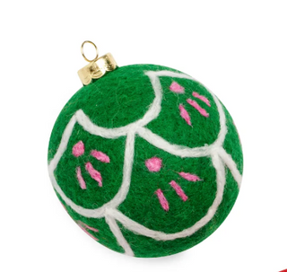 Felt Christmas ornament with gingerbread man design

Handmade felt Santa ornament with pink hat

Pink and green holly pattern felt ornament

Colorful felt Christmas ornament with vintage style

Festive felt holiday ornament sold separately