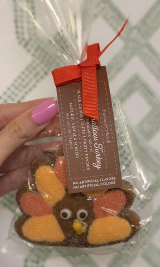 Turkey Marshmallow Candy with place card tag and natural vanilla flavor