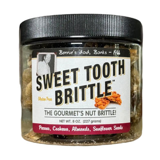 Sweet Tooth Gourmet Brittle Jar with pecans, cashews, almonds, and sunflower seeds