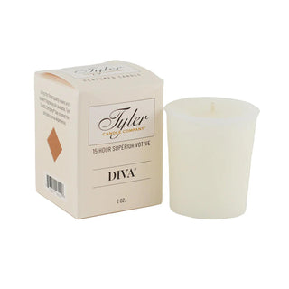Tyler Candle Company Diva Laundry Detergent 112g bottle

Tyler Candle Company Diva Glamorous Sachet

Tyler Candle Company Diva Auto Glam Air Freshener

Tyler Candle Company Diva 3.4 oz Perfumed Candle

Tyler Candle Company Diva Mixer Melts Wax Cubes

Tyler Candle Company Diva 15 Hour Votive Candle