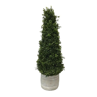 European Boxwood topiary in grey ceramic pot 28 inch faux greenery plant.