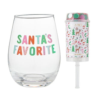 Santa's Favorite Wine Glass With Confetti Popper