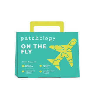 Patchology On The Fly Kit travel skincare set with sheet mask, eye gels and lip gel