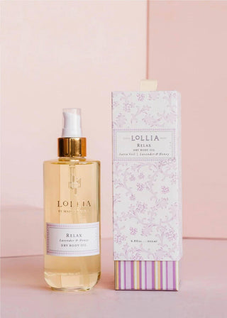 Lollia Relax lavender honey perfumed shower gel with floral pink packaging